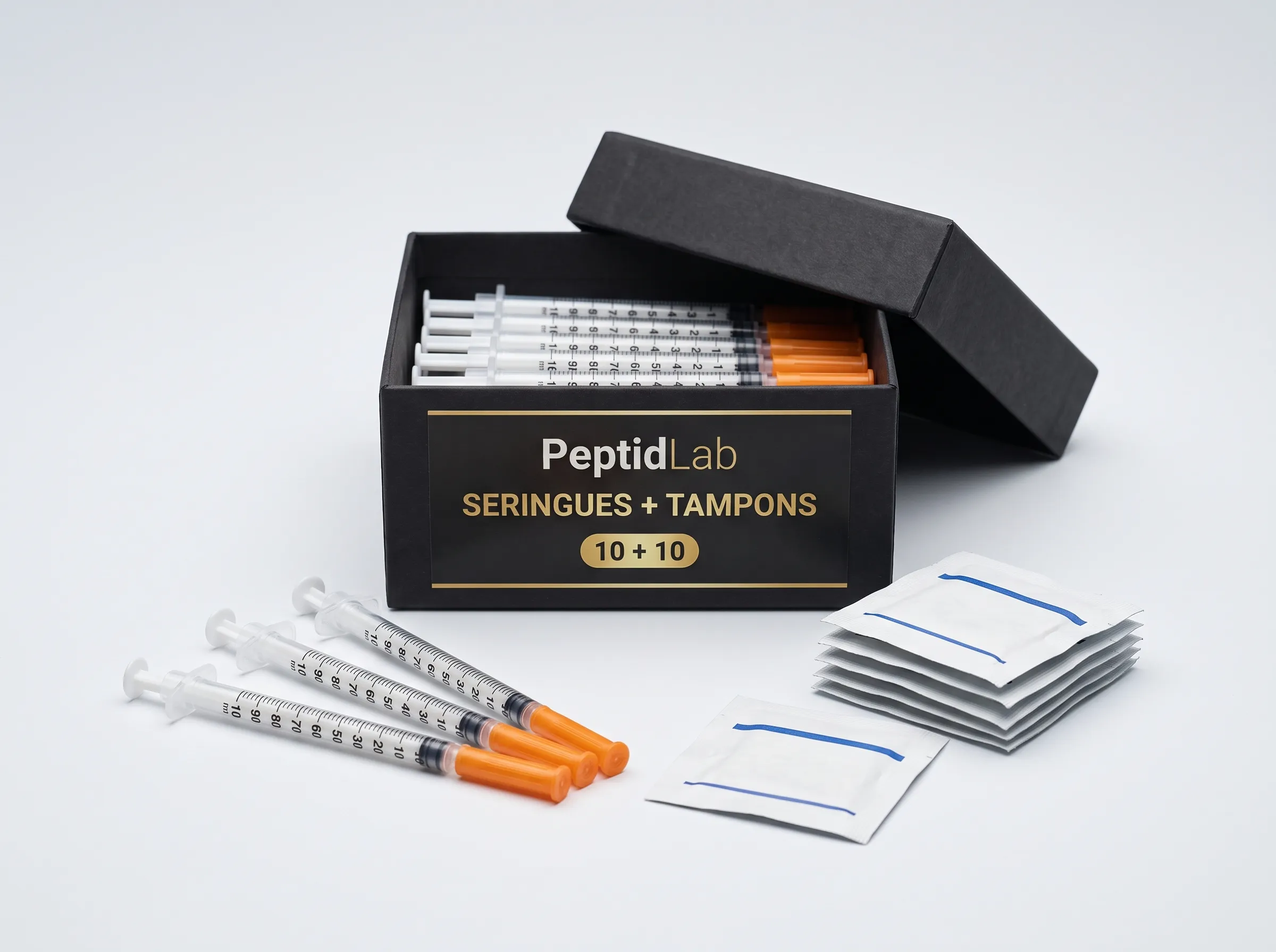 Lot 10 seringues + 10 tampons alcool — Kit complet